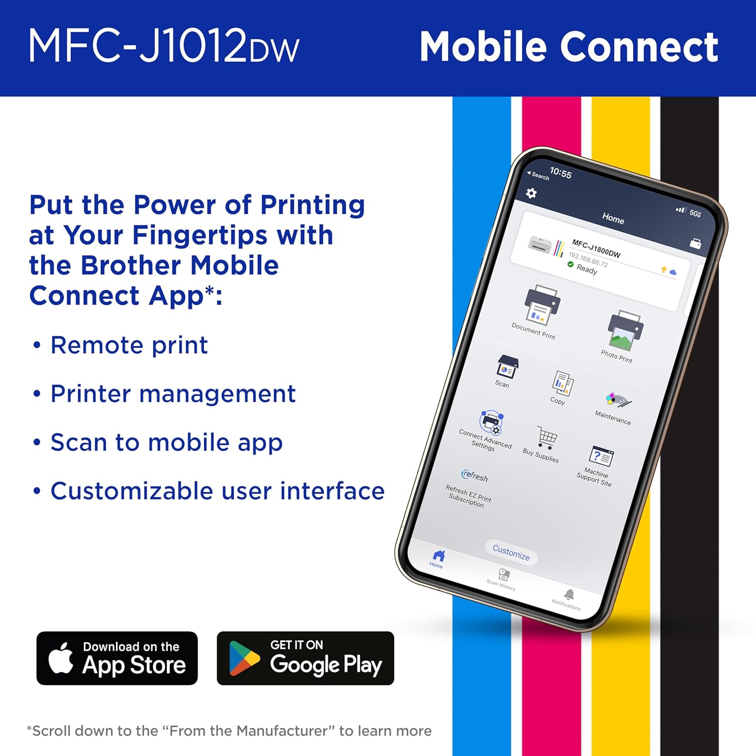 Brother MFC-J1012DW Wireless Colour Inkjet All-in-One Printer with Mobile Device and Duplex Printing, for Home Office and Personal Use, Refresh Subscription Ready - Image 3