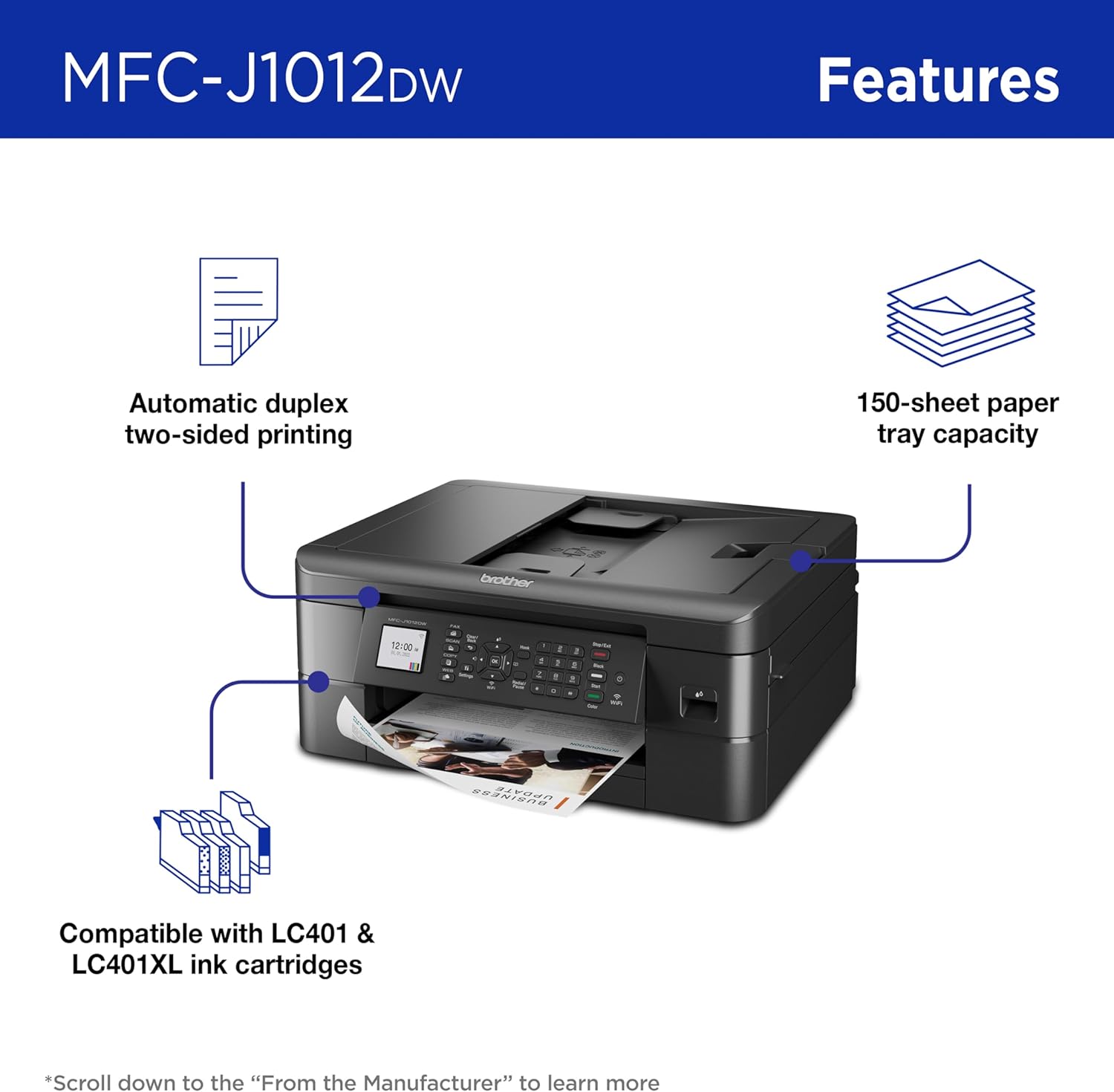 Brother MFC-J1012DW Wireless Colour Inkjet All-in-One Printer with Mobile Device and Duplex Printing, for Home Office and Personal Use, Refresh Subscription Ready - Image 8