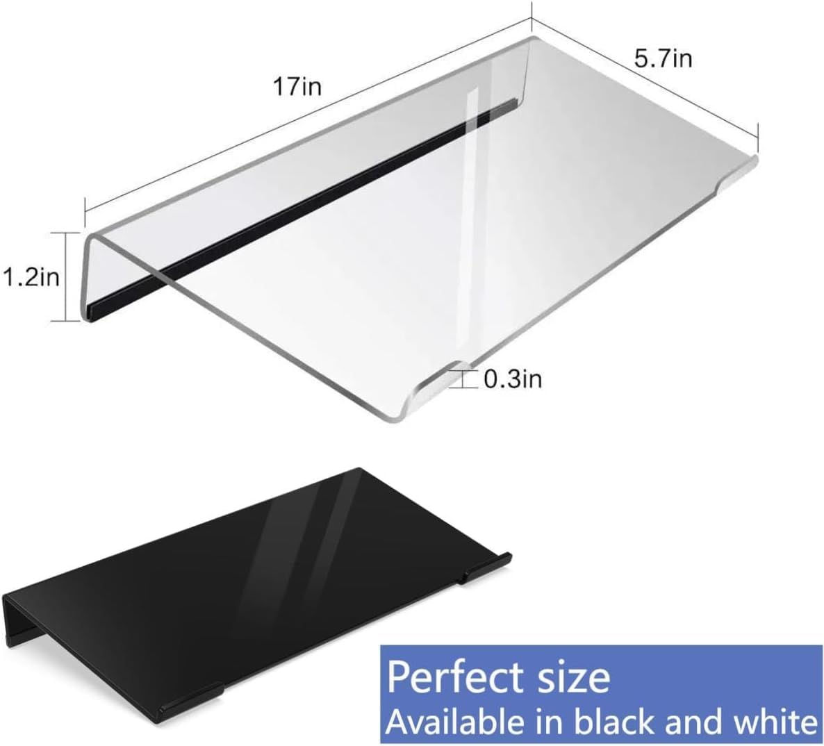 Computer Keyboard Stand,Acrylic Keyboard Tray with Rubber Strip,Ticker Acrylic Riser(Holder) for Easy Ergonomic Typing and Working at Home and Office (Transparent Upgraded Version) - Image 2