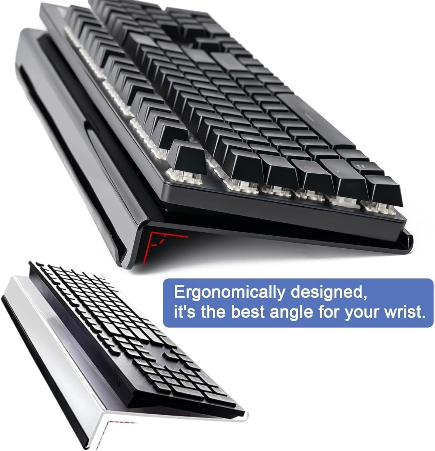 Computer Keyboard Stand,Acrylic Keyboard Tray with Rubber Strip,Ticker Acrylic Riser(Holder) for Easy Ergonomic Typing and Working at Home and Office (Transparent Upgraded Version) - Image 3