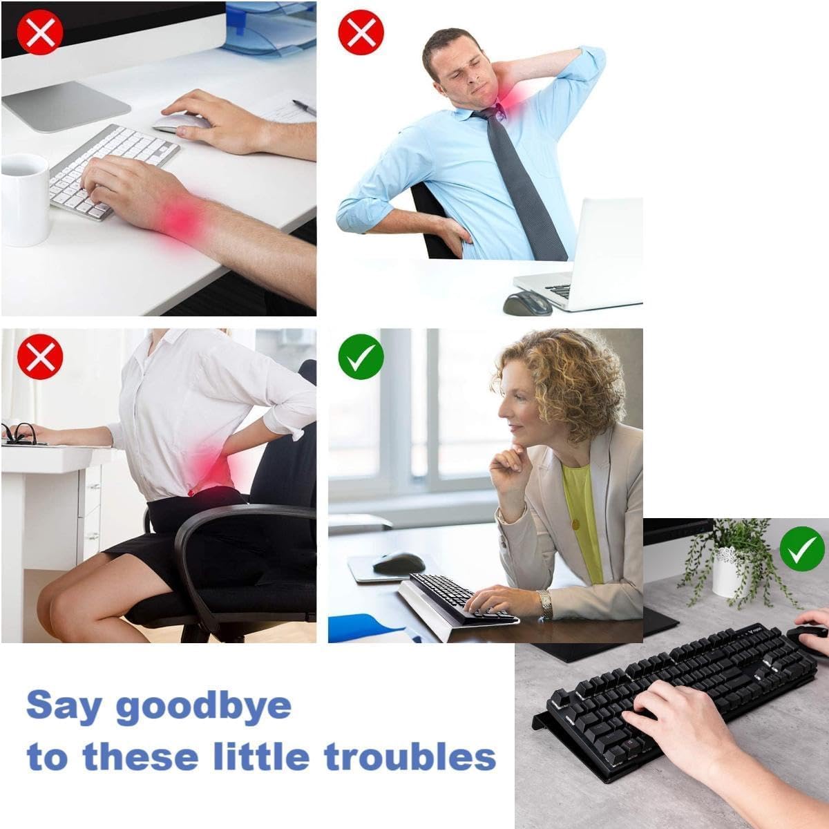 Computer Keyboard Stand,Acrylic Keyboard Tray with Rubber Strip,Ticker Acrylic Riser(Holder) for Easy Ergonomic Typing and Working at Home and Office (Transparent Upgraded Version) - Image 6