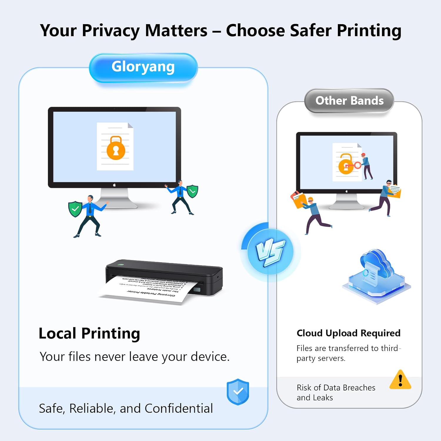 Inkless Portable Printer for Travel, Wireless Thermal Printer Supports 8.5 x 11 Inch Thermal Paper, Bluetooth Machine Includes Carry Case and 3 Rolls of Paper Kit, Black - Image 5