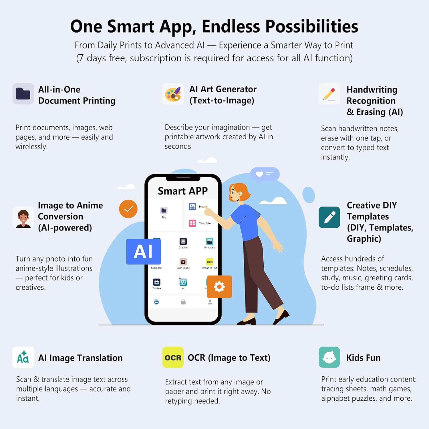 Inkless Portable Printer for Travel, Wireless Thermal Printer Supports 8.5 x 11 Inch Thermal Paper, Bluetooth Machine Includes Carry Case and 3 Rolls of Paper Kit, Black - Image 6