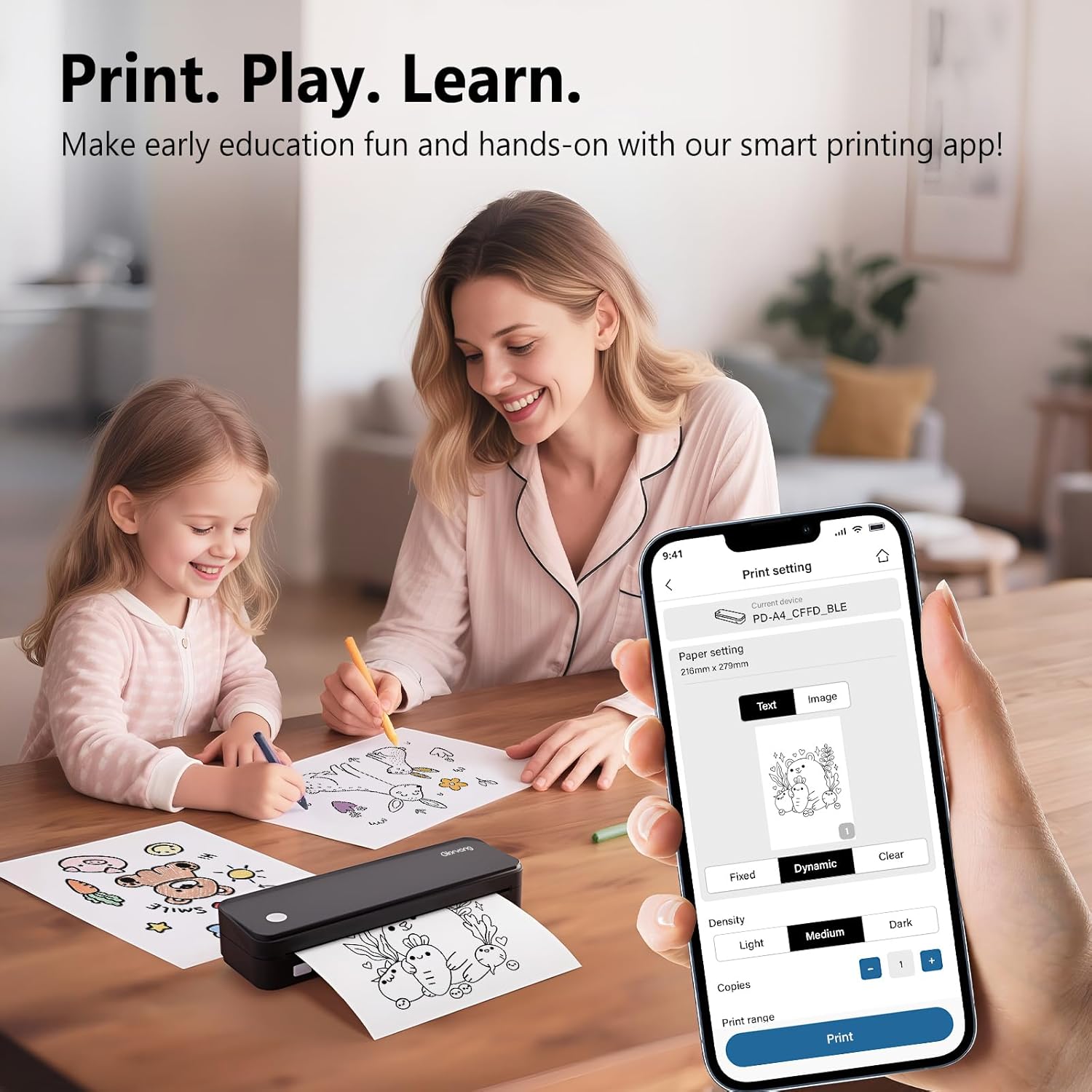 Inkless Portable Printer for Travel, Wireless Thermal Printer Supports 8.5 x 11 Inch Thermal Paper, Bluetooth Machine Includes Carry Case and 3 Rolls of Paper Kit, Black - Image 8