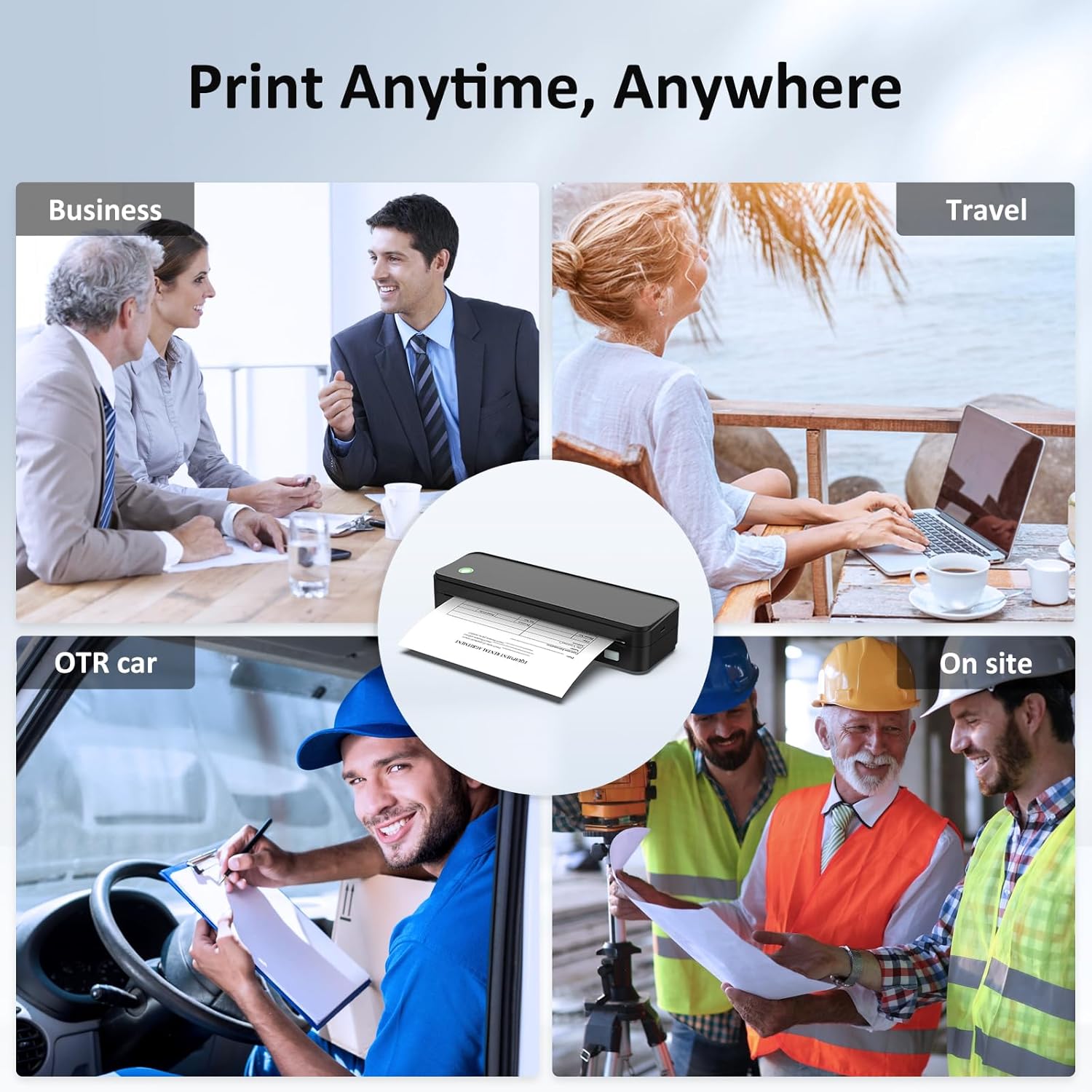 Inkless Portable Printer for Travel, Wireless Thermal Printer Supports 8.5 x 11 Inch Thermal Paper, Bluetooth Machine Includes Carry Case and 3 Rolls of Paper Kit, Black - Image 9