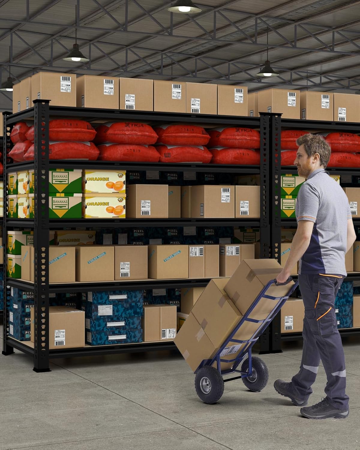 PrimeZone Heavy Duty Garage Storage Shelves - 48" W X 24" D X 72" H Adjustable Metal Shelving Unit, 5 Tier Industrial Shelves for Storage Standing Utility Rack for Warehouse, Pantry, Basement, Black - Image 2