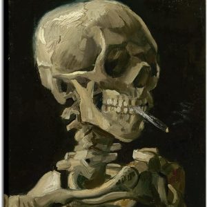 Wieco Art Skull of a Skeleton with Burning Cigarette, 1886 by Vincent Van Gogh Canvas Wall Art for Home Decor and Wall Decor Post-impressionism Canvas Prints Pictures Artwork