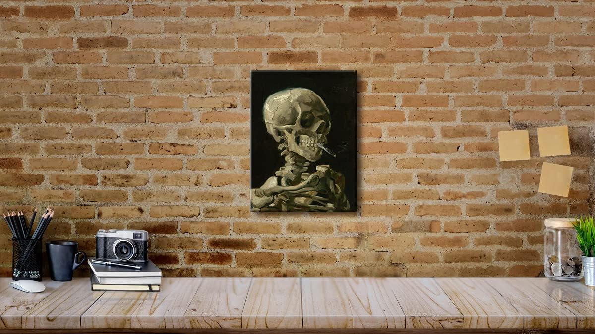 Wieco Art Skull of a Skeleton with Burning Cigarette, 1886 by Vincent Van Gogh Canvas Wall Art for Home Decor and Wall Decor Post-impressionism Canvas Prints Pictures Artwork - Image 4