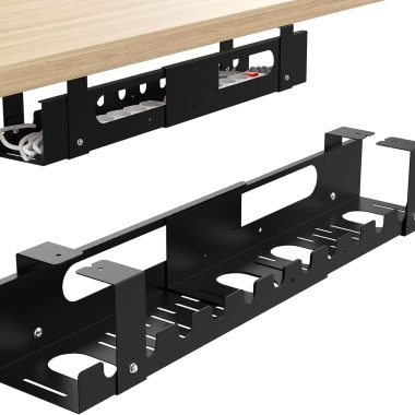 2PACKS Cable Management Under Desk Tray Adjustable Large Under Table Cord Wire Organizer for Standing Desk