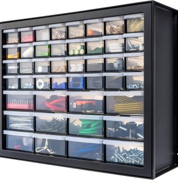 IRIS USA Screw Tool Organizer Small Parts Cabinet Chest, 44-Drawer Hardware Electronics Nuts Bolts Storage Drawers Organization Toolbox Garage Craft Business Teacher Beads Scrapbook Art Hobby – Black